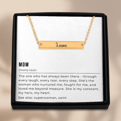 Mom Definition Necklace, Name Necklace, Gift to My Mom from Son, Personalized Mother Definition, Mom Christmas Gift, Mother's Day Gift, Mom Birthday Gift