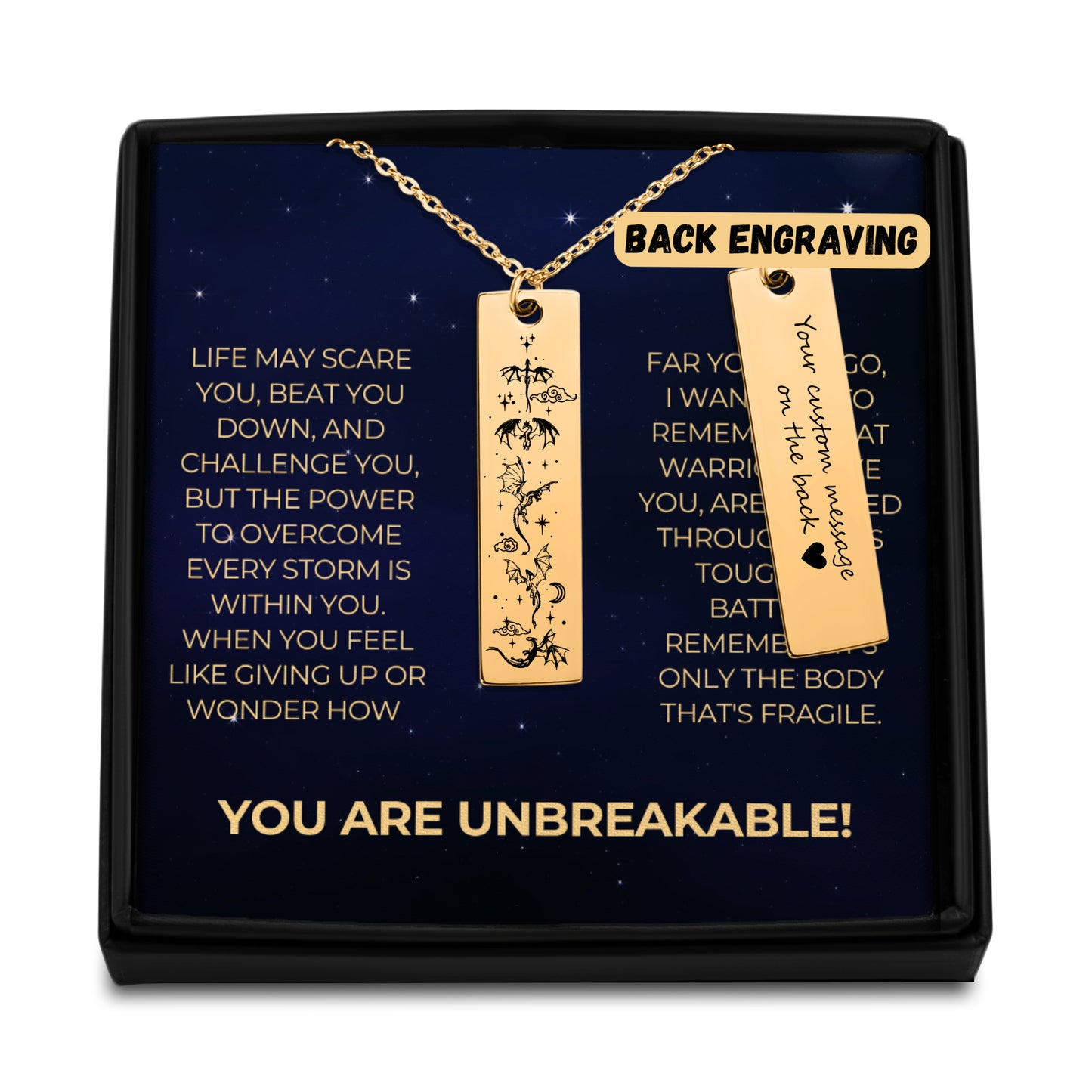 You are Unbreakable Strength Necklace, Engouragement Gift, Best Friend Gift, Daughter Gift, Sister Gift, Fantasy Reader Gift, Book Lover