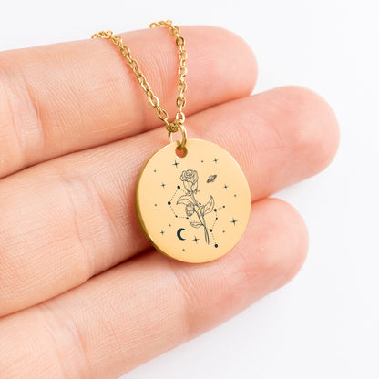 Personalized Zodiac Birth Flower Necklace, Gift for Mom, Bridesmaid Gift, Gift for Women, Gift for Her, Gifts for Friends, Gift for Daughter