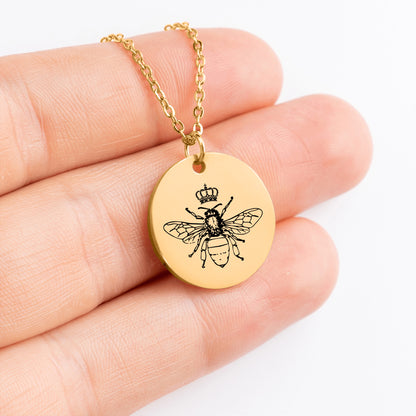 Dainty Queen Bee Necklace, Queen Bee Jewelry, Bumble Bee Necklace, Honey Bee Necklace, To My Queen Necklace, Gift for Her, Bee Lover Charm