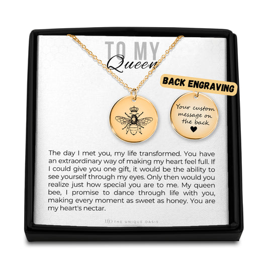 Dainty Queen Bee Necklace, Queen Bee Jewelry, Bumble Bee Necklace, Honey Bee Necklace, To My Queen Necklace, Gift for Her, Bee Lover Charm