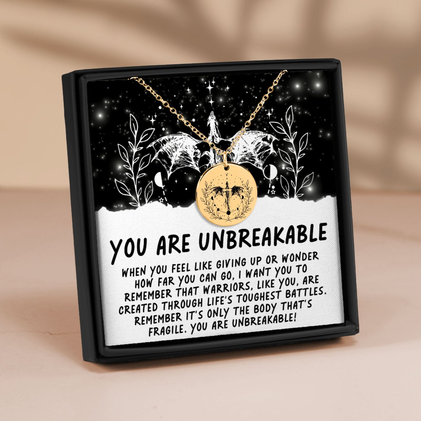 You are Unbreakable Necklace, Dragon Necklace, Warrior Necklace, Encouragement Gift, Bookish Gift for Her, SMUT Lover, Bff Gift, Sister Gift