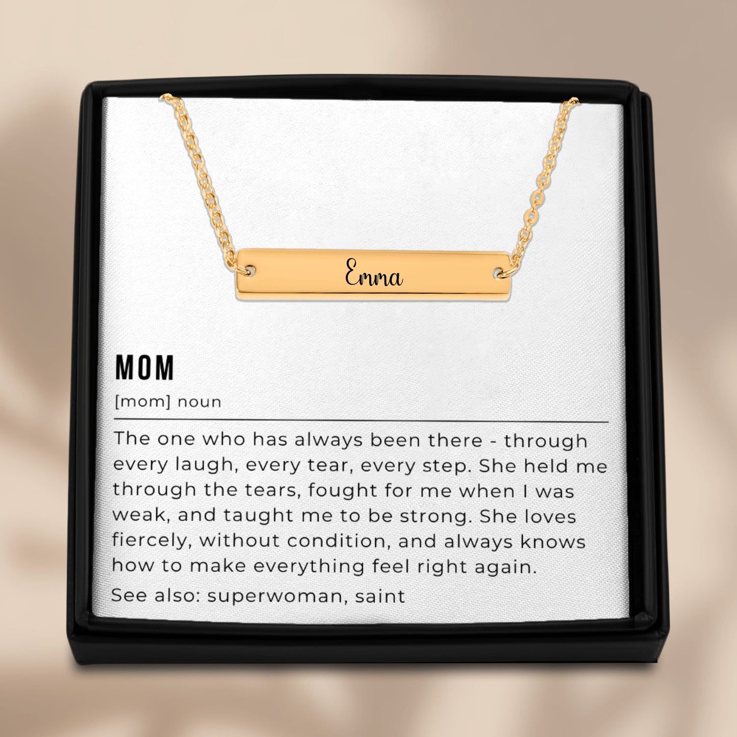 Mom Name Necklace, Mom Definition Necklace, Gift for Mom from Daughter, Personalized Mother Definition, Mom Christmas Gift, Mother's Day Gift, Mom Birthday