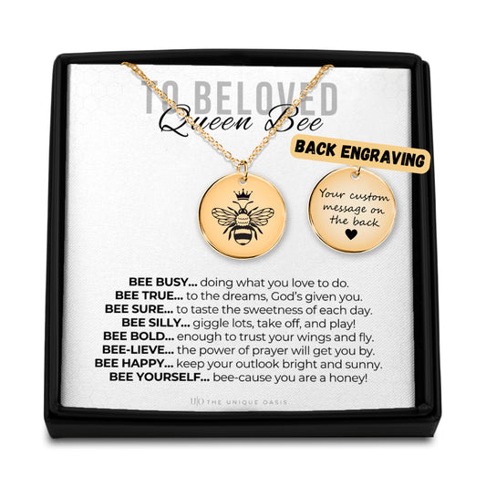 Dainty Queen Bee Necklace for Her, Queen Bee Jewelry, Bumble Bee Necklace, Honey Bee Necklace, To Beloved Queen Bee, Bee Lover Charm,