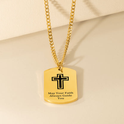 First Communion Necklace for Boys, Personalized Cross Pendant with Name & Date, Religious Gift for Godson, Baptism Gift, Confirmation Gift