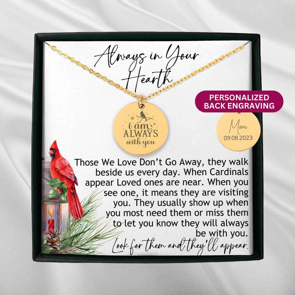 Personalized Cardinal Necklace I'm always with You, Bereavement Gift Loss of Father, Dog Sympathy Gifts, Grief Gifts, Encouragement Gift, Miscarriage Gift, Memorial Gift