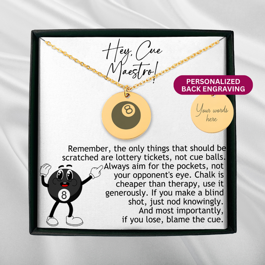 Personalized 8 Ball Necklace for Her, Gift For Pool Player, 8 Ball Gift, 8 Ball Coach Gift, 8 Ball Pendant, Pool Necklace, Billiards Jewelry