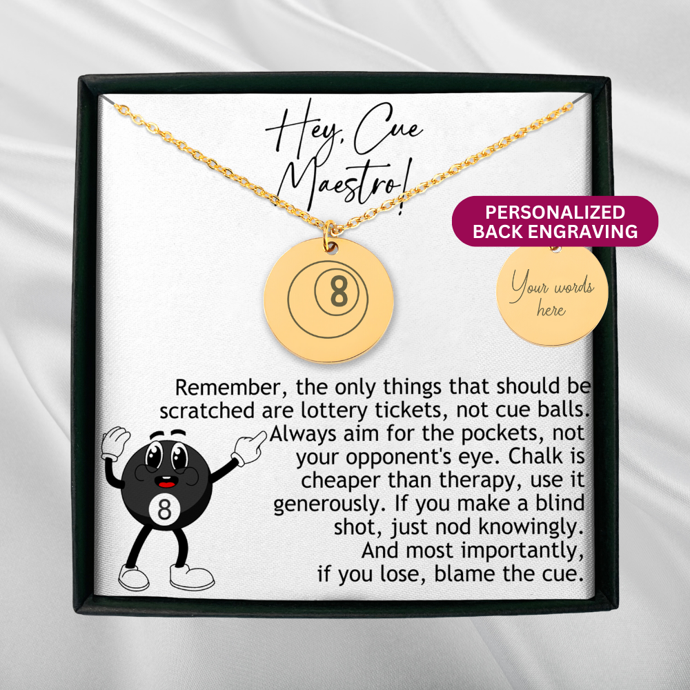 Personalized 8 Ball Necklace for Her, Gift For Pool Player, Billiards Pendant, 8 Ball Gift, 8 Ball Coach Gift, 8 Ball Pendant, Pool Necklace, Billiards Jewelry