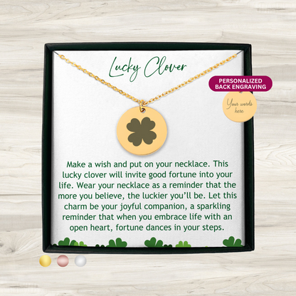 Personalized Lucky Clover Necklace, Your Lucky Charm,Shamrock Necklace, Fortune Charm, Wish Jewelry