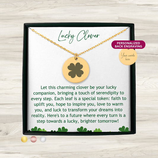 Personalized Lucky Shamrock Necklace, Your Lucky Charm, Clover Necklace, Fortune Charm, Wish Jewelry