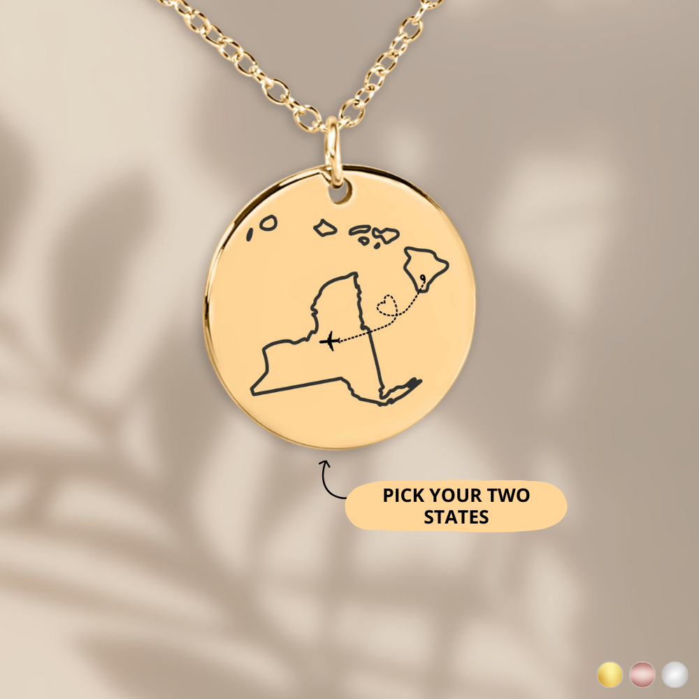 Your Custom Two States Necklace, Two Homes Necklace, Location Jewelry, Long Distance Relationship Gift, Living Apart,  Going Away Gift