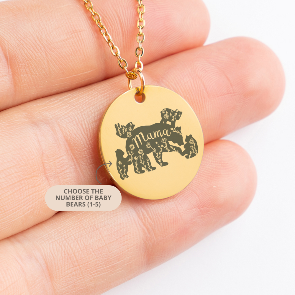 Personalized Mama Bear with Baby Bears, Bear Necklace, Mothers Day Gift for Wife, Gift for Mom, Gift for Nana, Mom Birthday Gift, Mama Necklace