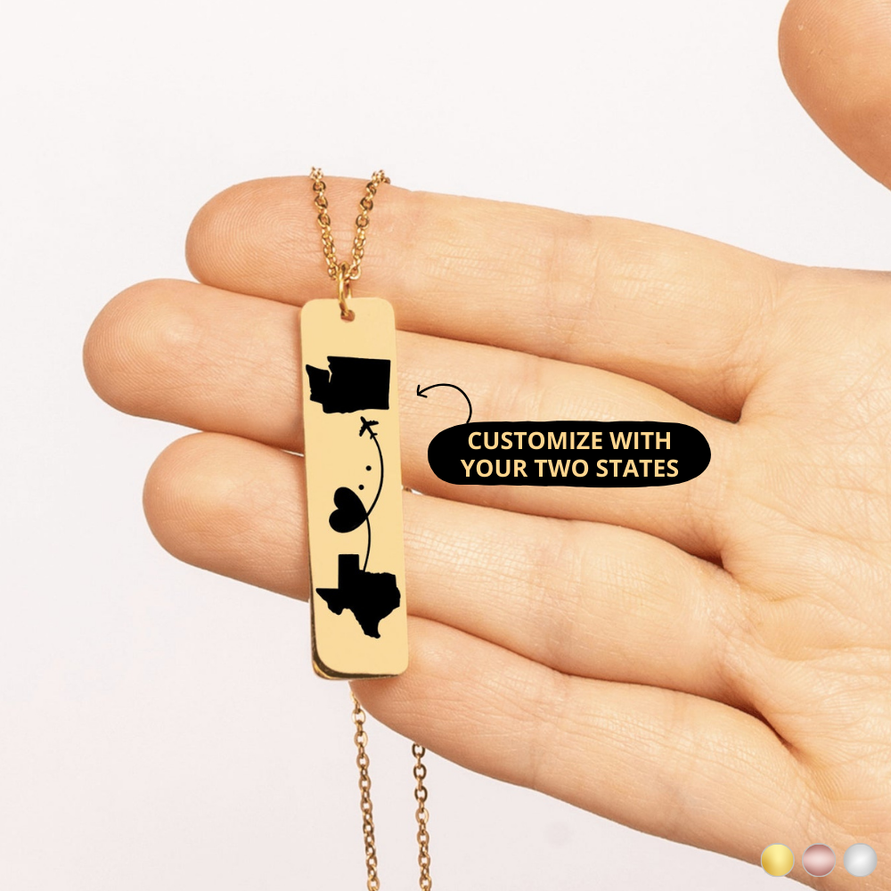 Personalized Two States Necklace, Custom Two Homes, Special Location, Long Distance Relationship Gift, Friendship Gift, Special Bond Gift