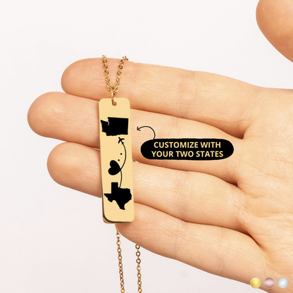 Personalized Two States Necklace, Custom Two Homes, Special Location, Long Distance Relationship Gift, Friendship Gift, Special Bond Gift