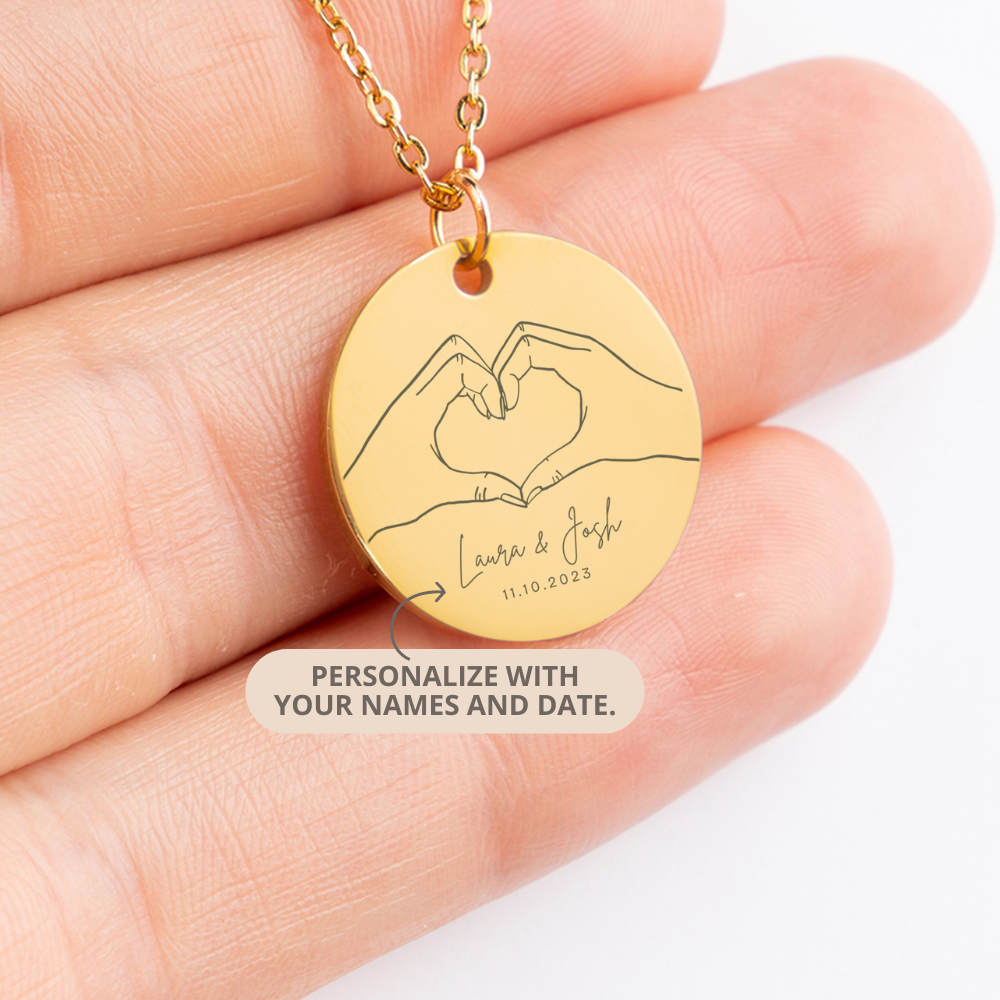 Dainty Heart Hands Necklace, Personalized Gifts for Couples, Engagement Gift for Her, Heart Hands Gesture Charm, Couple Necklace, Anniversary Gifts, Wedding Gifts