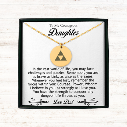 To My Daughter Necklace Gift From Dad, Daughter Gift, Triangle Charm Pendant, Inspirational Strength Gift, Daughter Necklace, Sentimental Gift