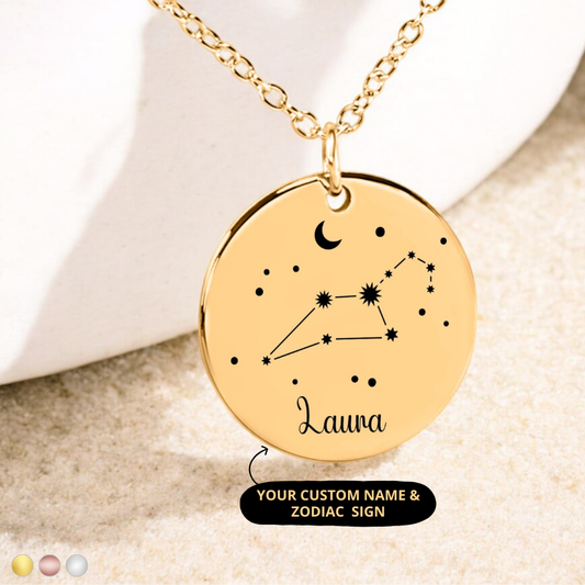 Dainty Zodiac Sign Necklace, Constellation Necklace with Name, Birthday Gift for Her, Astrology Necklace, Star Necklace, Zodiac Necklace