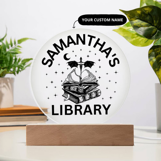 Personalized LED Library Sign, Custom Name Book Nook Decor, Book Lover Gift for Bookshelves & Reading Corners