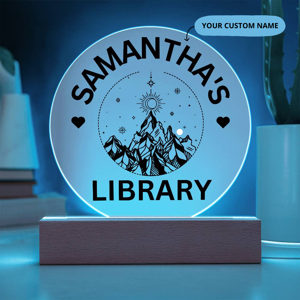 Personalized LED Library Sign with Custom Name, Unique Bookish Decor for Book Nooks & Gifts for Book Lovers, Christmas Gift