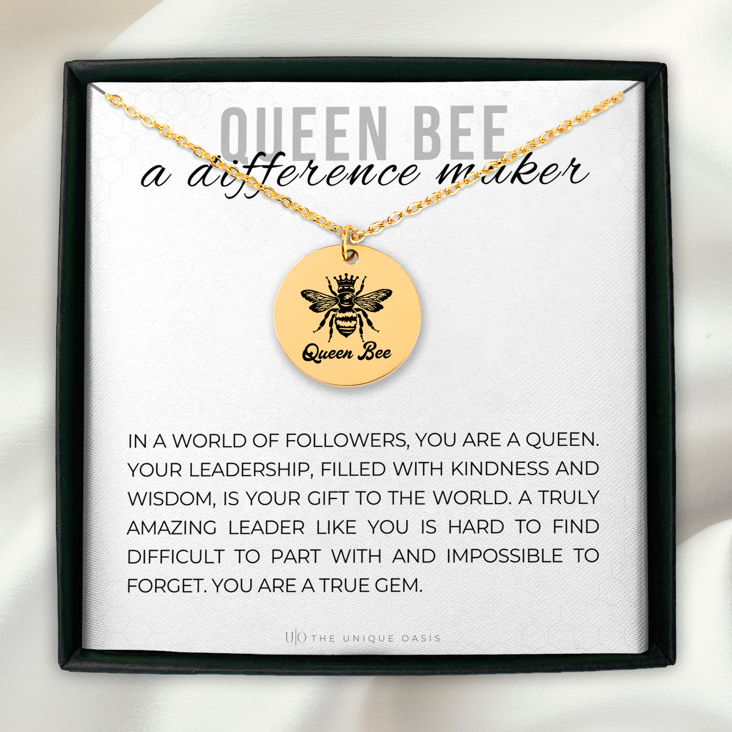 Personalized Queen Bee Necklace, Difference Maker Gift, Boss Gift, Mentor Appreciation Gift, Leader Gift, Promotion Gift, Mentor Gift