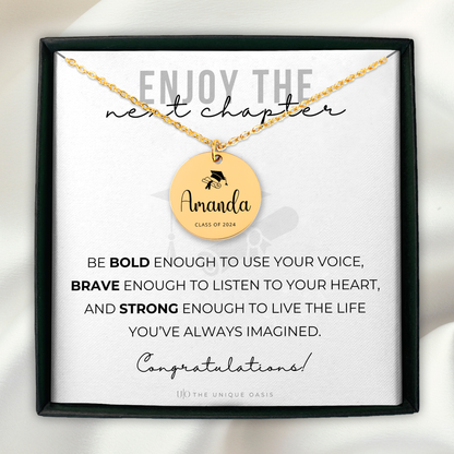 Personalized Graduation Necklace, Class of 2024 Gift for Her, College Graduation Gift for Her, Masters Degree Gifts, PHD Graduation Gifts