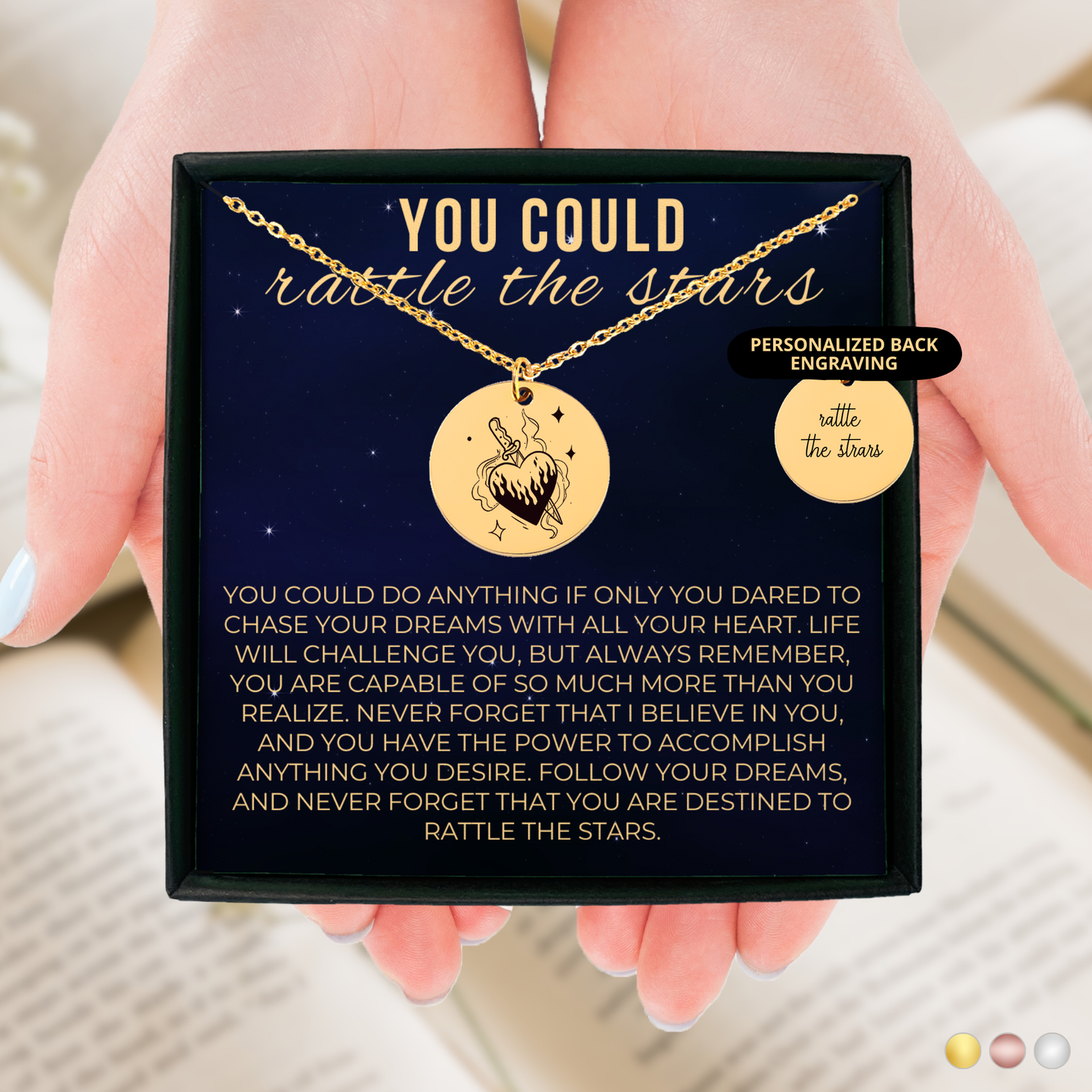 You Could Rattle the Stars Necklace, Birthday Gift for Her, To My Best Friend, To My Daughter, To My Sister, Fantasy Reader Gift, Book Lover