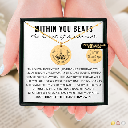 Within You Beats the Heart of a Warrior Necklace, Encouraging Gifts, Inspirational Gifts, Gift for Book Lovers, Best Friend Gifts, Bookish