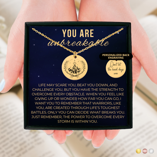 You are Unbreakable Necklace, Warrior Necklace, Bookish necklace, Mountain and Stars Necklace, Encourageing Gift, SMUT Giftful, Bestie Gift