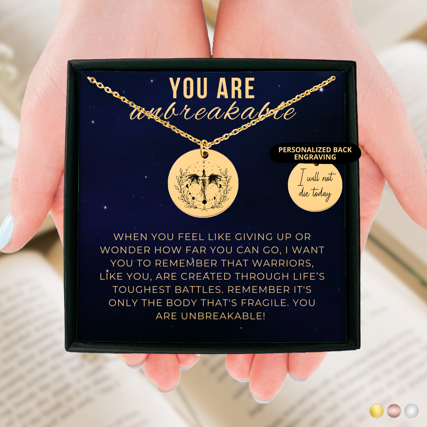 You are Unbreakable Strength Necklace, Dragon Rider, Warrior Necklace, Encouraging Gifts, Bookish Giftful, SMUT Lovers Gift for Her