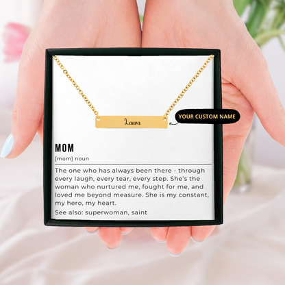 Mom Definition Necklace, Name Necklace, Gift to My Mom from Son, Personalized Mother Definition, Mom Christmas Gift, Mother's Day Gift, Mom Birthday Gift