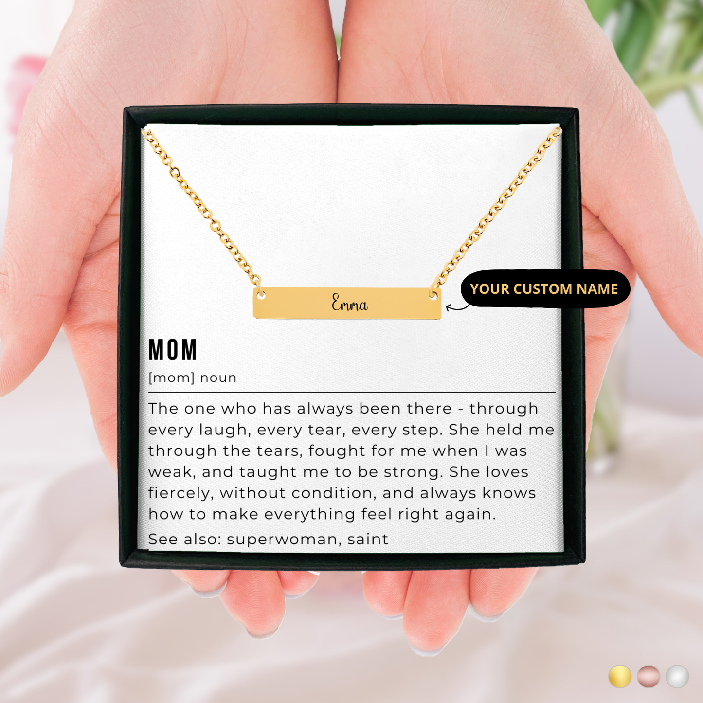 Mom Name Necklace, Mom Definition Necklace, Gift for Mom from Daughter, Personalized Mother Definition, Mom Christmas Gift, Mother's Day Gift, Mom Birthday