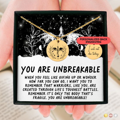 You are Unbreakable Necklace, Dragon Necklace, Warrior Necklace, Encouragement Gift, Bookish Gift for Her, SMUT Lover, Bff Gift, Sister Gift