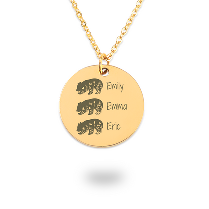 Personalized Mama Bear Necklace, Engraved Kids Names, Baby Bears, Mothers Day Gift for Wife, Mom Necklace, Gift for Nana, Mom Birthday Gift, Mama Necklace