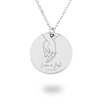 Dainty Holding Hands Necklace, Personalized Gifts for Couples, Engagement Gift for Her, Heart Hands Gesture Charm, Couple Necklace, Anniversary Gifts, Wedding Gifts