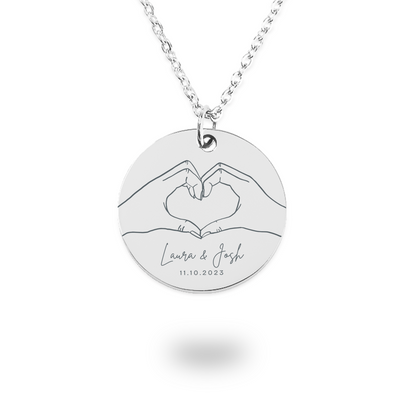 Dainty Heart Hands Necklace, Personalized Gifts for Couples, Engagement Gift for Her, Heart Hands Gesture Charm, Couple Necklace, Anniversary Gifts, Wedding Gifts