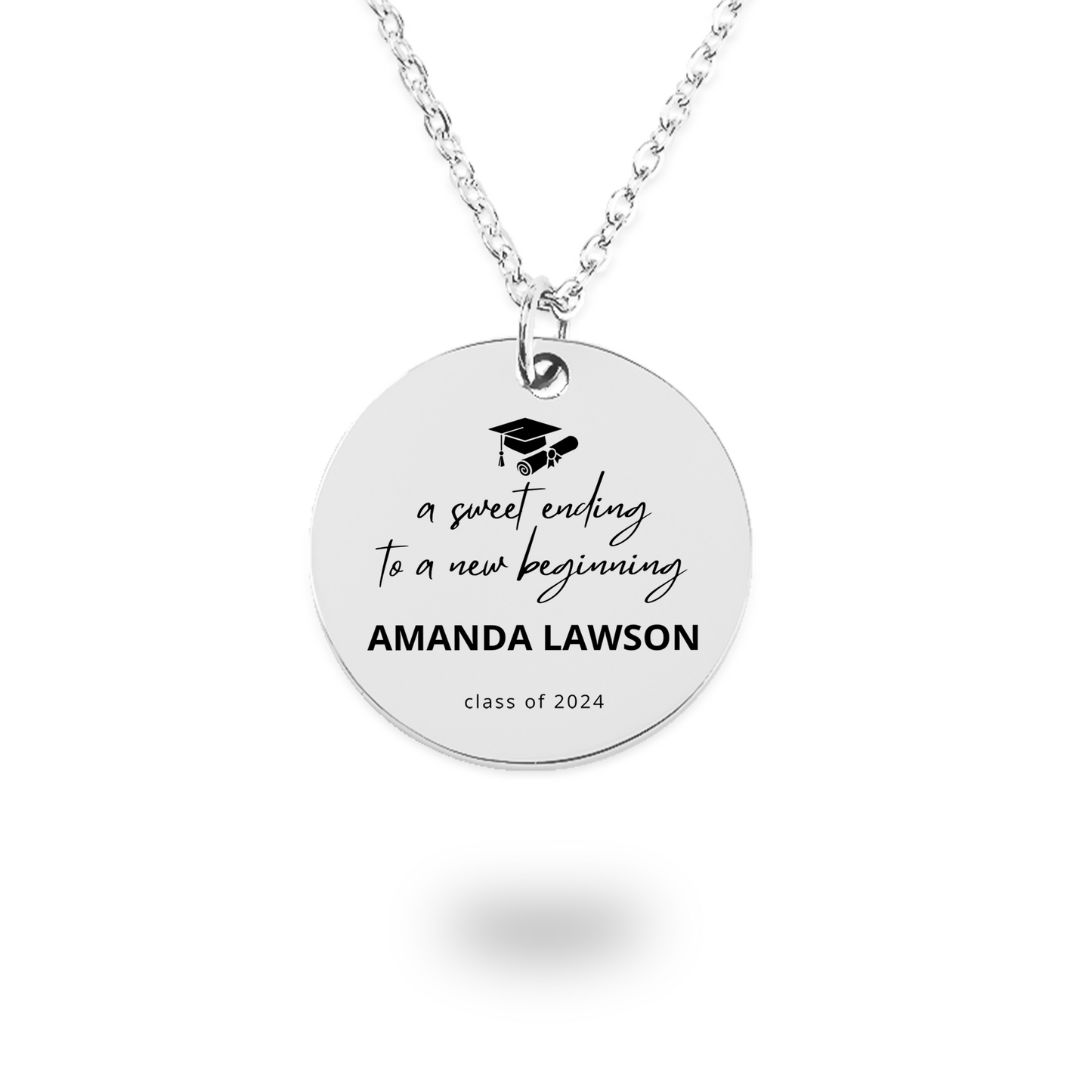 Personalized Graduation Necklace for Her, a Sweet Ending to a New Beginning, Class of 2024 Gift for Her, College Graduation Gift, Masters Degree Gifts, PHD Graduation Gifts