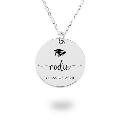 Engraved Graduation Necklace for Class of 2024, Seniors Girls Gift, Meaningful Present for Graduating Daughter, Masters Graduation Gifts