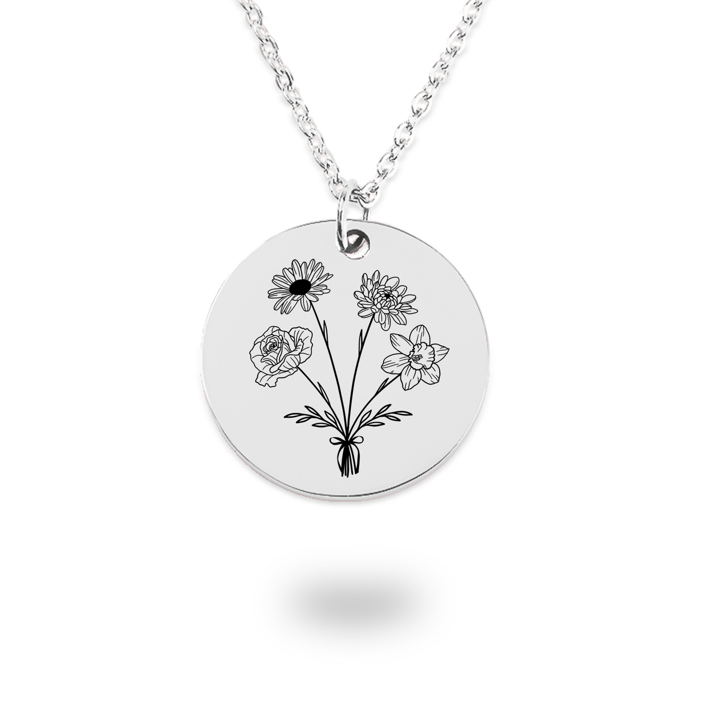 Combined Birth Month Flower Bouquet Necklace, Family Birth Flower Bouquet Pendant, Personalized Gift for Her, Birth Flower Grandma, Birth Flower mom, Bundle Birth Flower Charm