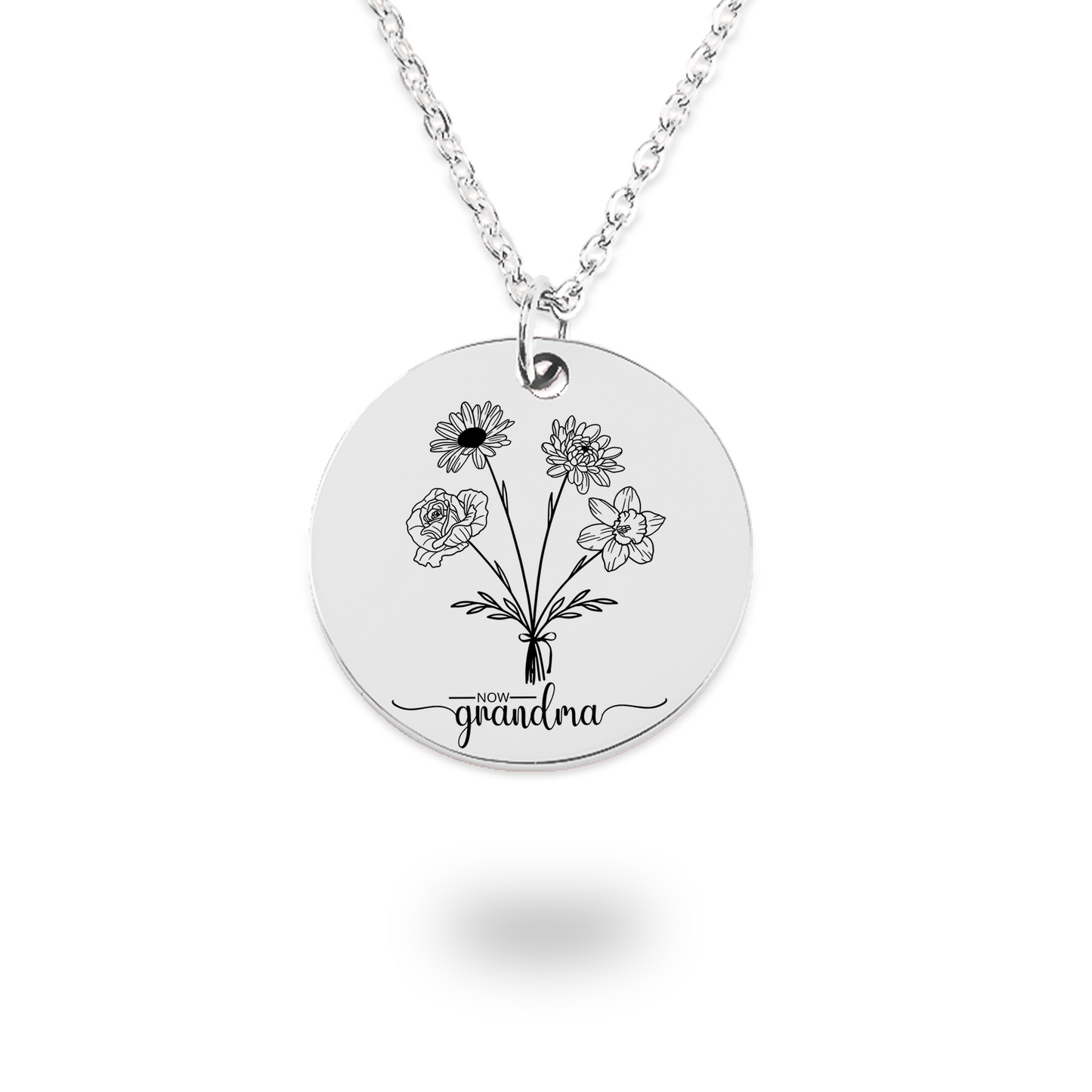 Personalized First Mom, Now Grandma Necklace, Combined Birth Month Flower Necklace, Mothers Day Gift for Grandma, Bouquet Flower Necklace, Nana Gifts, Family Bouquet