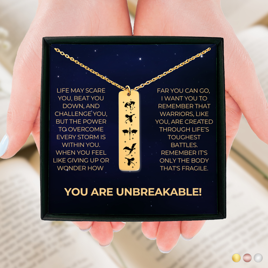 You are Unbreakable Strength Necklace for Her, Dragon Necklace, Warrior Necklace, Motivational Gifts, Romantasy Book Lovers, SMUT Lovers