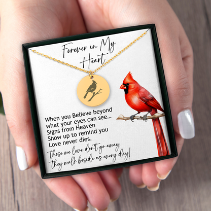 Cardinal Memorial Christmas Necklace, Cardinal Necklace, Remembrance Gift, Personalized Sympathy Gift, Forever in My Heart, Bereavement Gift