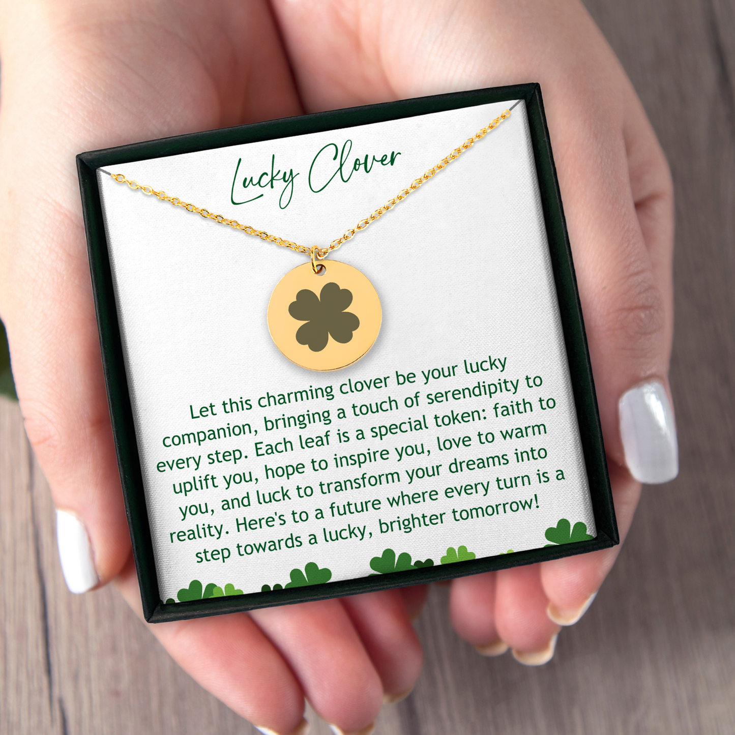 Personalized Lucky Shamrock Necklace, Your Lucky Charm, Clover Necklace, Fortune Charm, Wish Jewelry