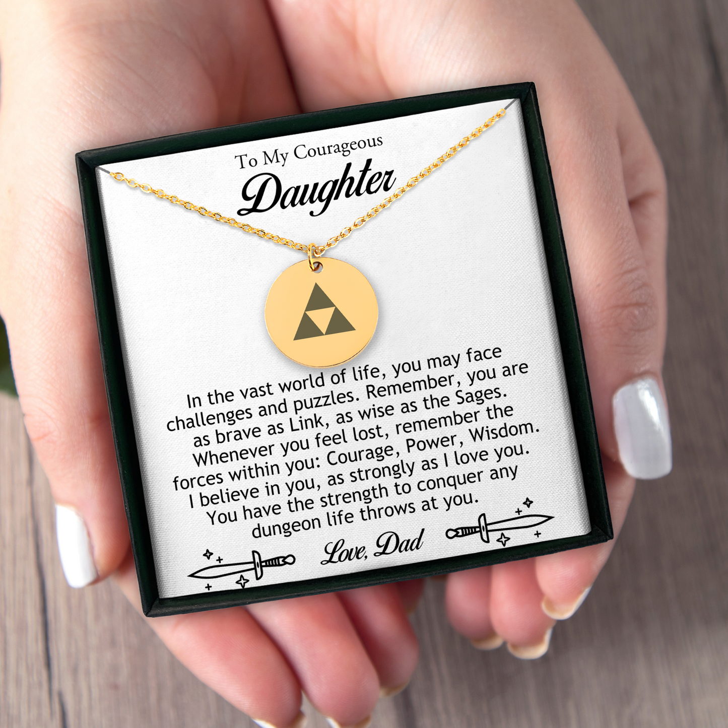 To My Daughter Necklace Gift From Dad, Daughter Gift, Triangle Charm Pendant, Inspirational Strength Gift, Daughter Necklace, Sentimental Gift