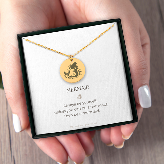 Dainty Mermaid Charm for Her, Personalized Mermaid Necklace, Mermaid Pendant, Mermaid Lover Gift, Mythical Creature Necklace, Minimalist Beach Style, Gift For Her