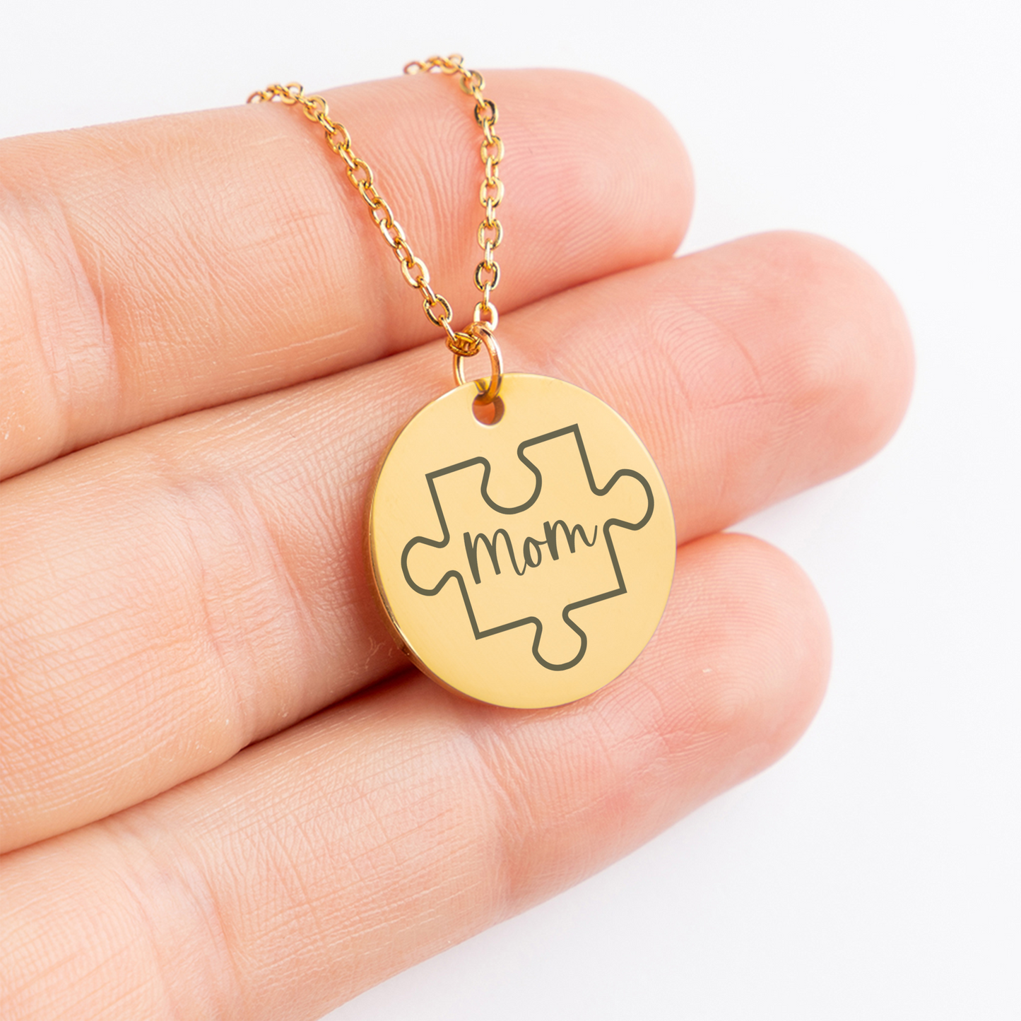 Mom Puzzle Piece Necklace, Happy Mother's Day Gift from Kids, Custom Engraved Puzzle Jewelry, Personalized Kids Name Necklace, Mom Birthday Gift, Thank You Gift