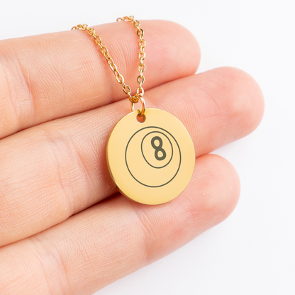 Personalized 8 Ball Necklace for Her, Gift For Pool Player, Billiards Pendant, 8 Ball Gift, 8 Ball Coach Gift, 8 Ball Pendant, Pool Necklace, Billiards Jewelry