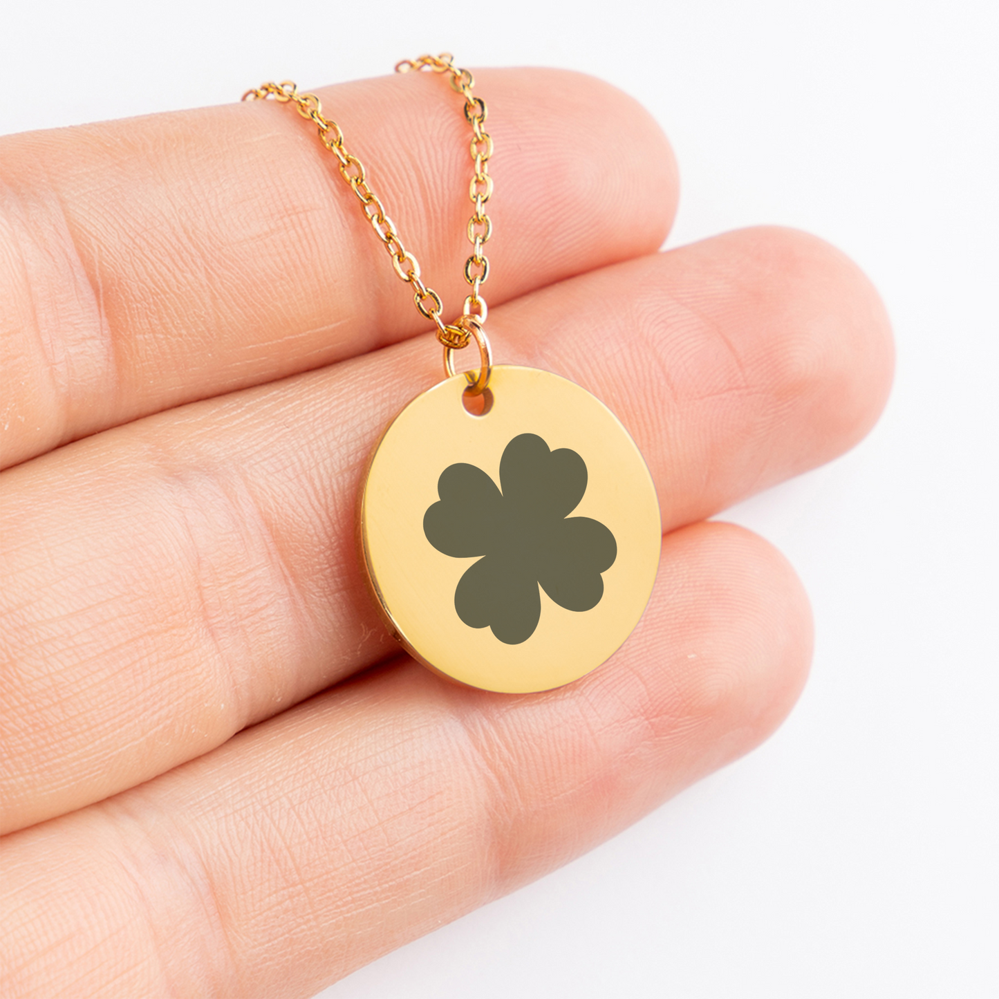 Personalized Lucky Shamrock Necklace, Your Lucky Charm, Clover Necklace, Fortune Charm, Wish Jewelry