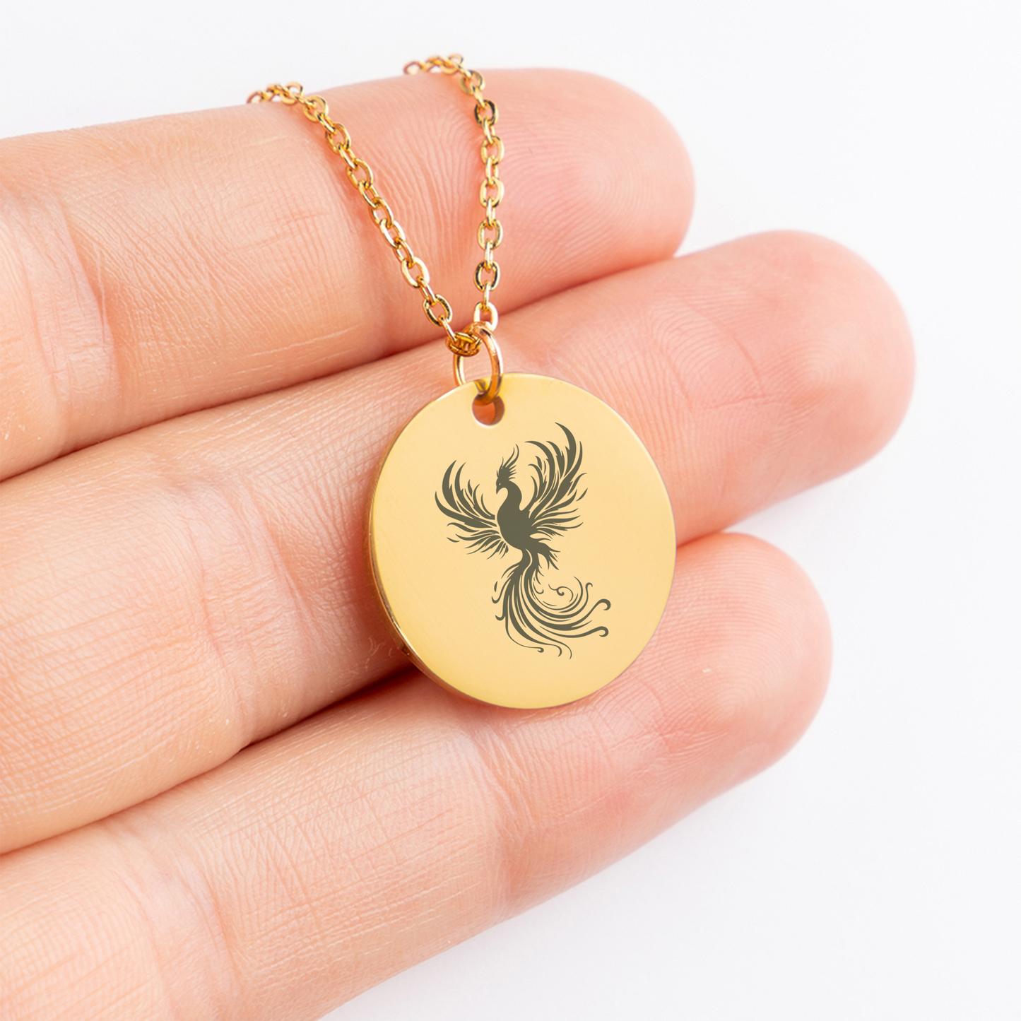 Dainty Phoenix Necklace, Phoenix Pendant, Phoenix Charm, Phoenix Jewelry, Firebird Necklace, Bird Lover Gift for Her