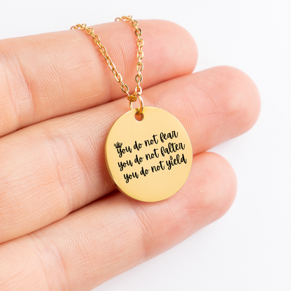 Dainty You Do Not Yield Necklace, Book Lover, Gift for Book Lovers, Bookish Necklace, SMUT Reader Gift, Bookish Merch, Dark Romance Books