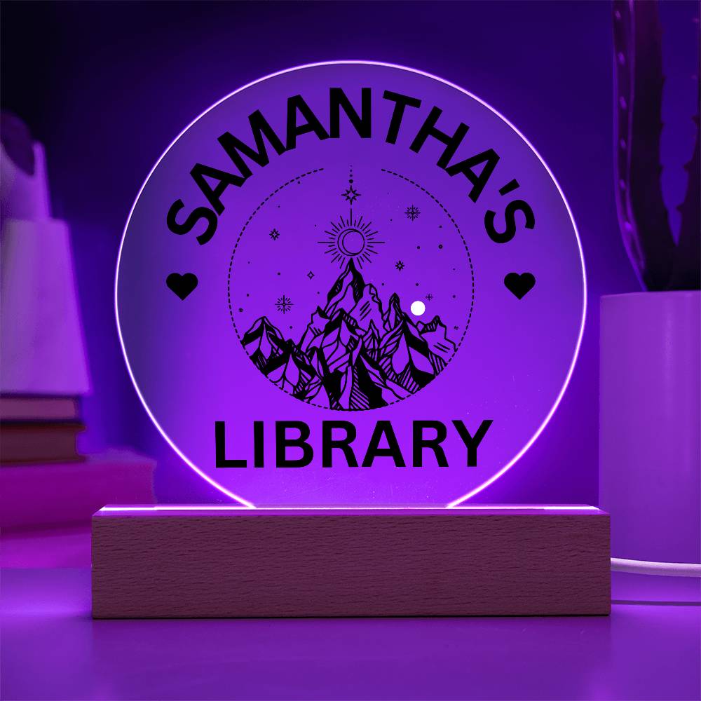 Personalized LED Library Sign with Custom Name, Unique Bookish Decor for Book Nooks & Gifts for Book Lovers, Christmas Gift